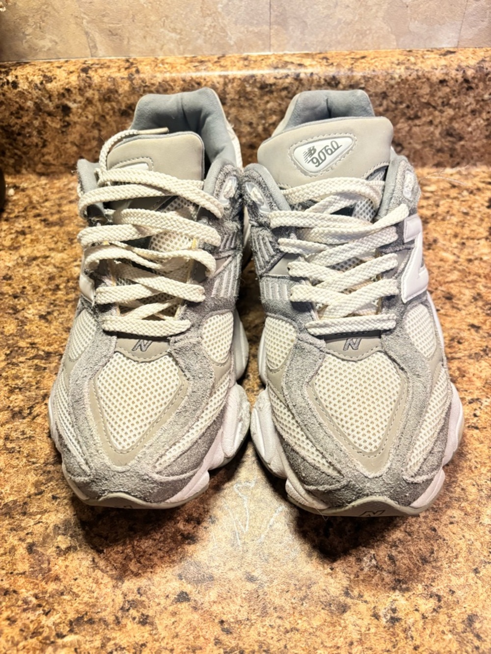 New Balance 9060 Gray Mesh & Suede Sneakers Unisex